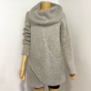 Berretti Italy Mohair Wool Blend Cowl Neck Asymmetrical Tulip Tunic Sweater XL